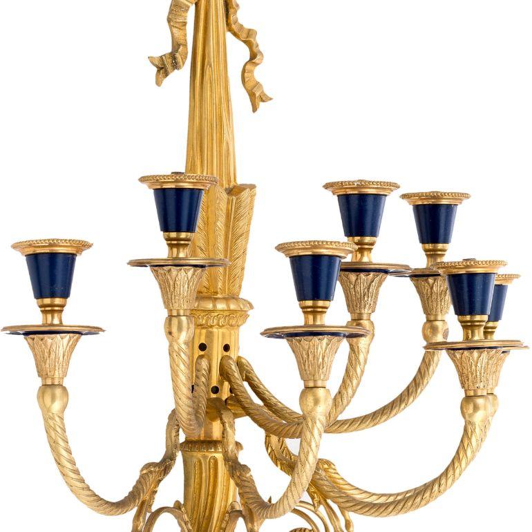Aplique clásico de cinta de latón de siete luces en Nuevo estado para la venta en Firenze, FI