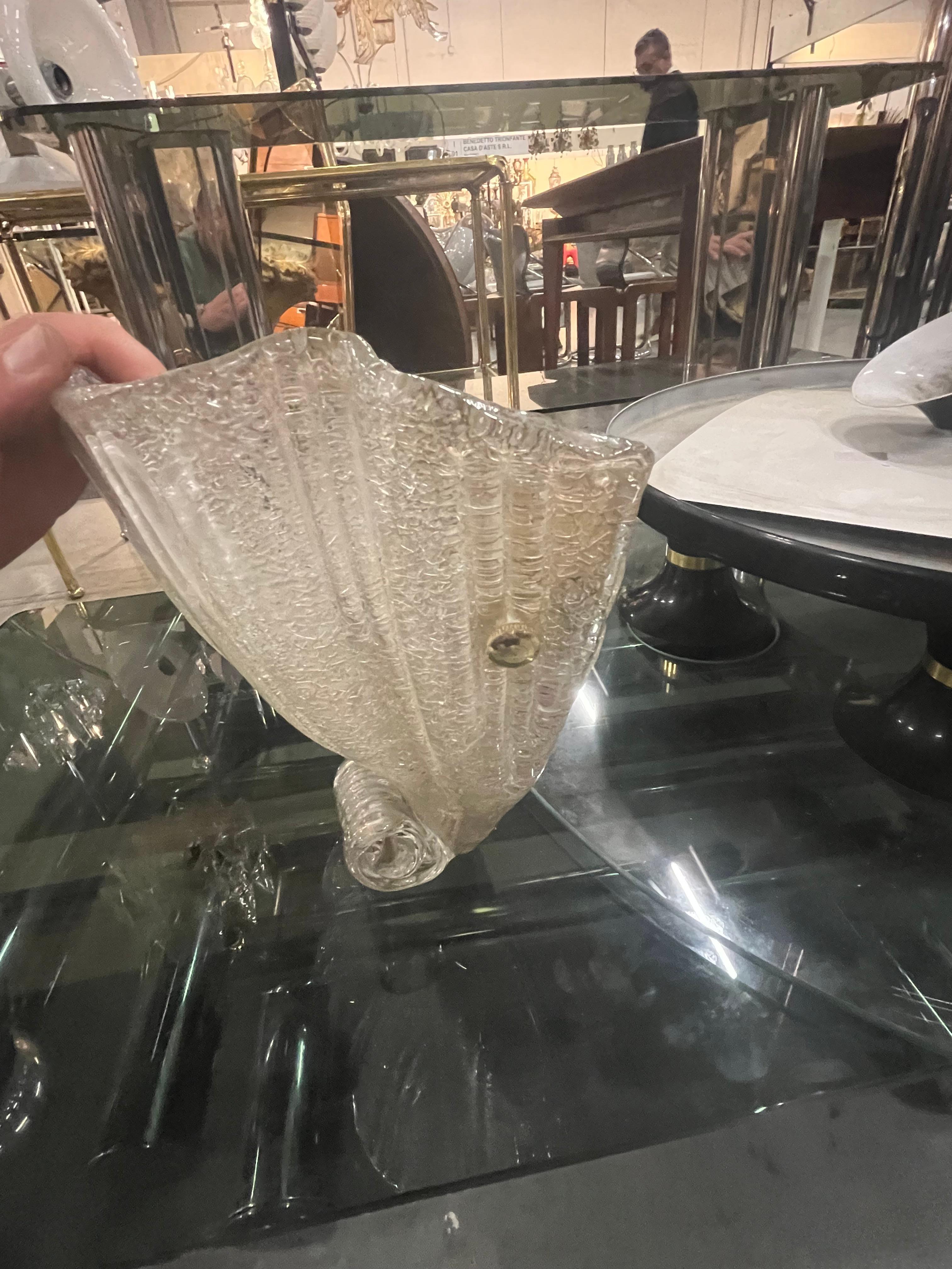 1990s Murano glass fan-shaped wall sconce For Sale 1
