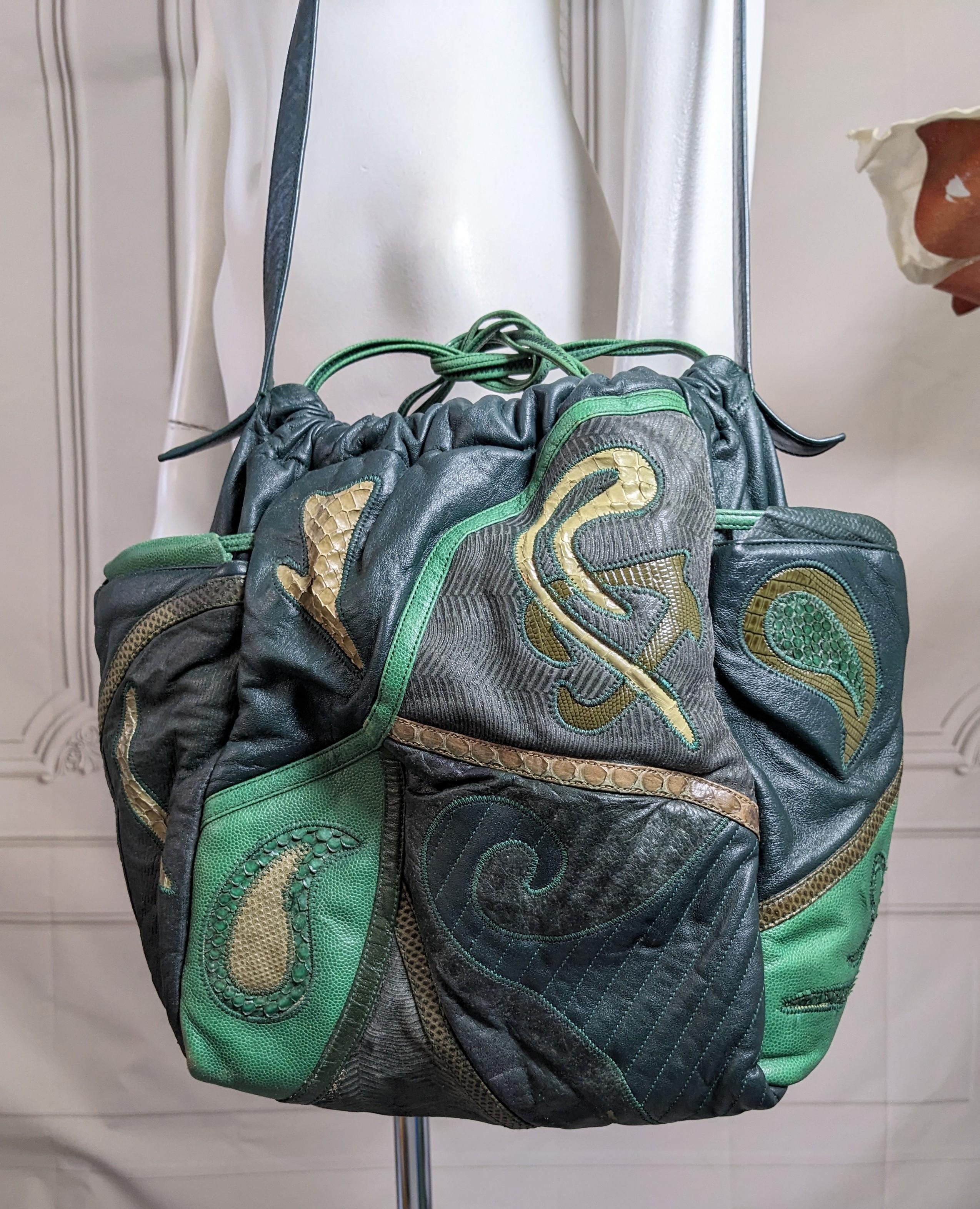 Bolso bandolera de piel y pieles exóticas, Sharif en venta 5