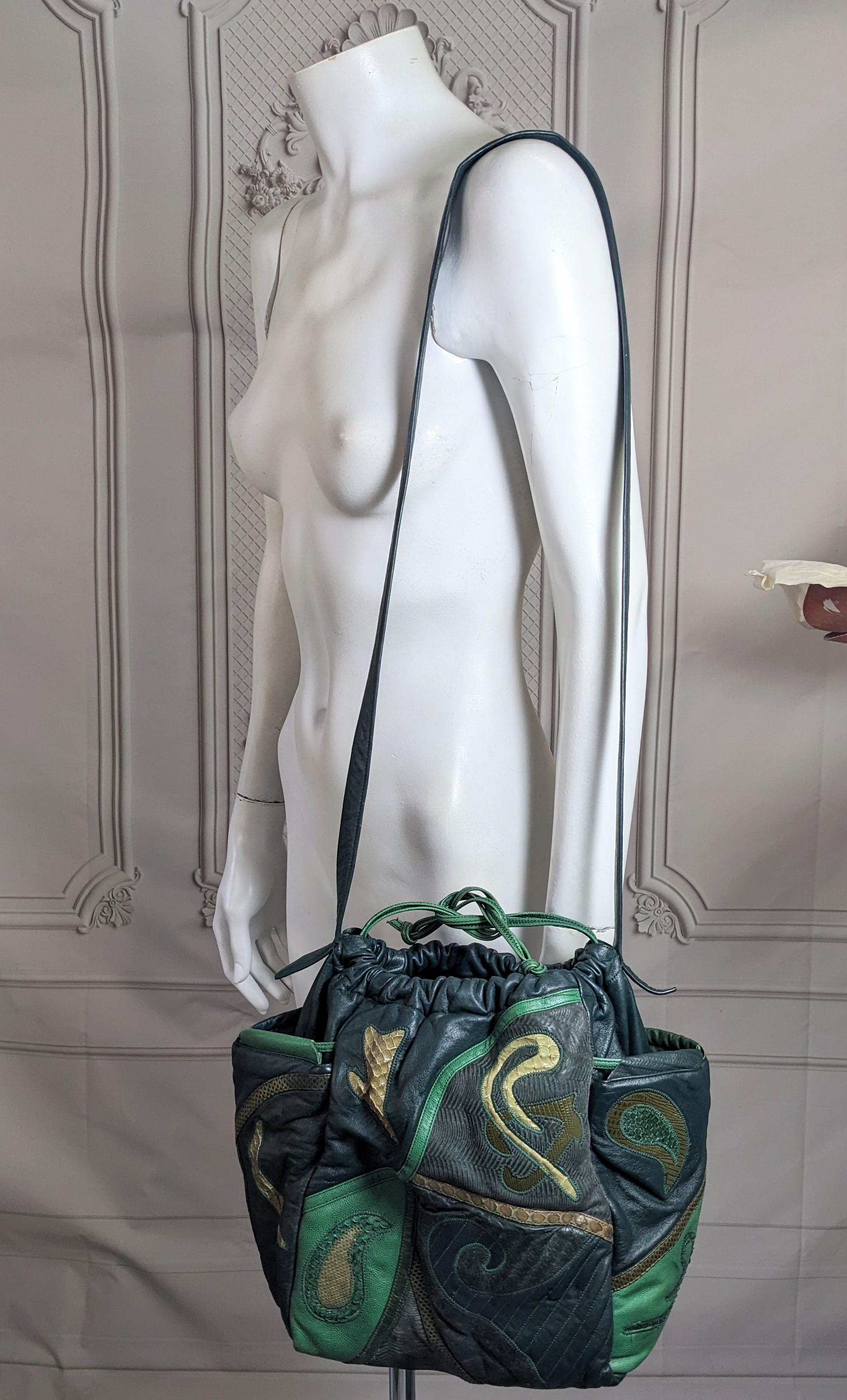 Bolso bandolera de piel y pieles exóticas, Sharif en venta 6