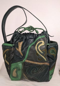 Applique and Pieced Leather and Exotic Skin Bucket Bag, Sharif