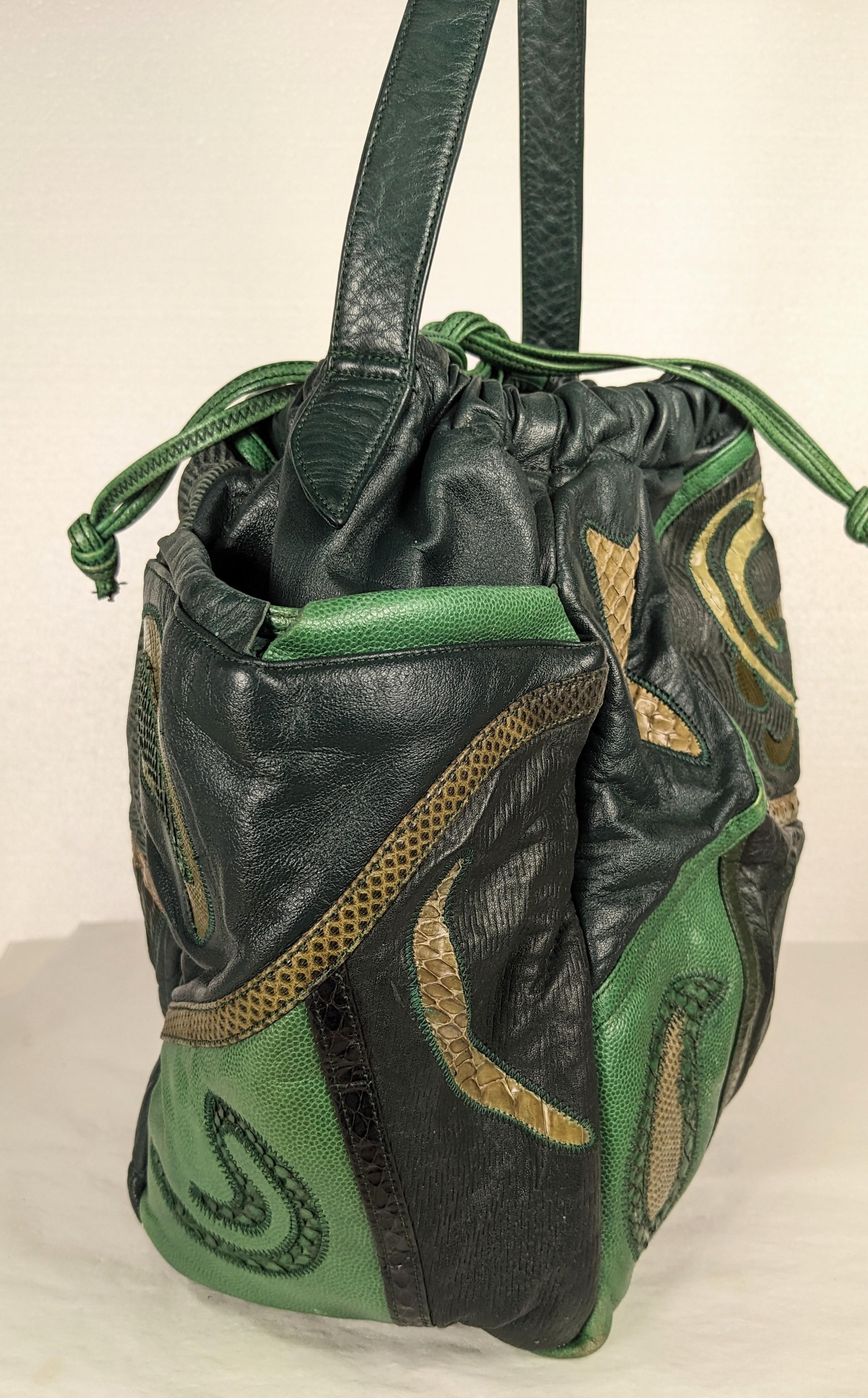 Bolso bandolera de piel y pieles exóticas, Sharif en venta 3