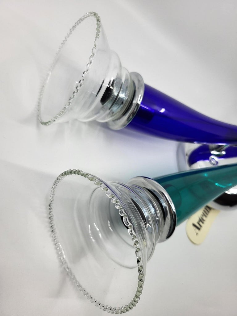 Lampe à suspension vintage italienne de Murano bleu en verre (Gebraucht