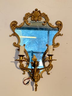 Gilded baroque wall sconce with "Golden Queen" mirror, 1970s