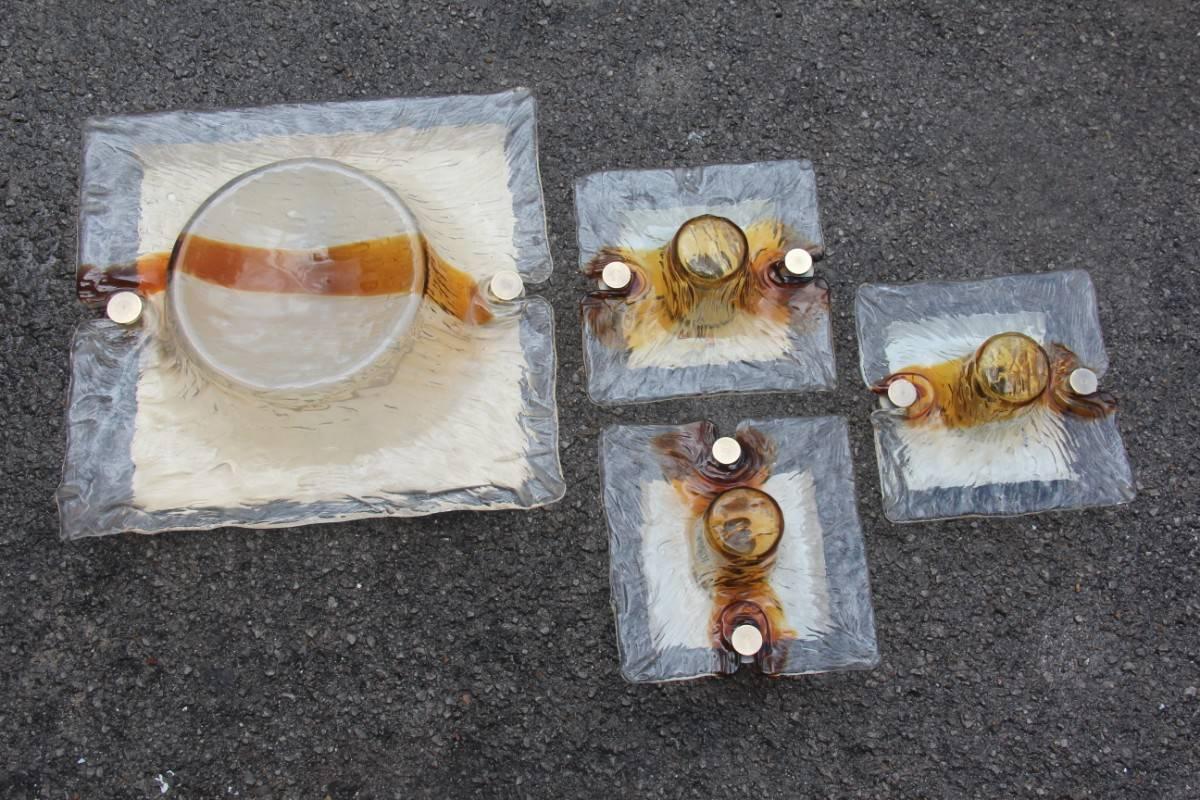 Métal Combinaison d'appliques Venini Tony Zuccheri en verre d'art de Murano des années 1960 en vente