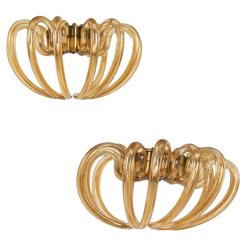 Carlo Scarpa
s wall sconce for Venini in Murano glass 
Champagne
 mid-century. For Sale