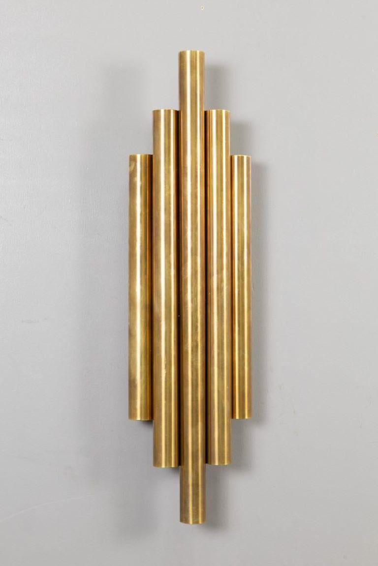Midcentury brass wall sconce in the style of  Gio Ponti For Sale 4