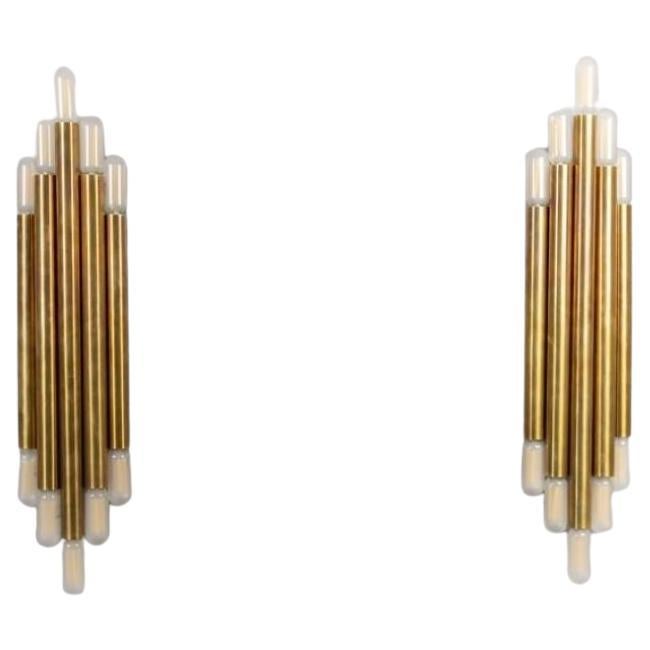 Midcentury brass wall sconce in the style of  Gio Ponti For Sale