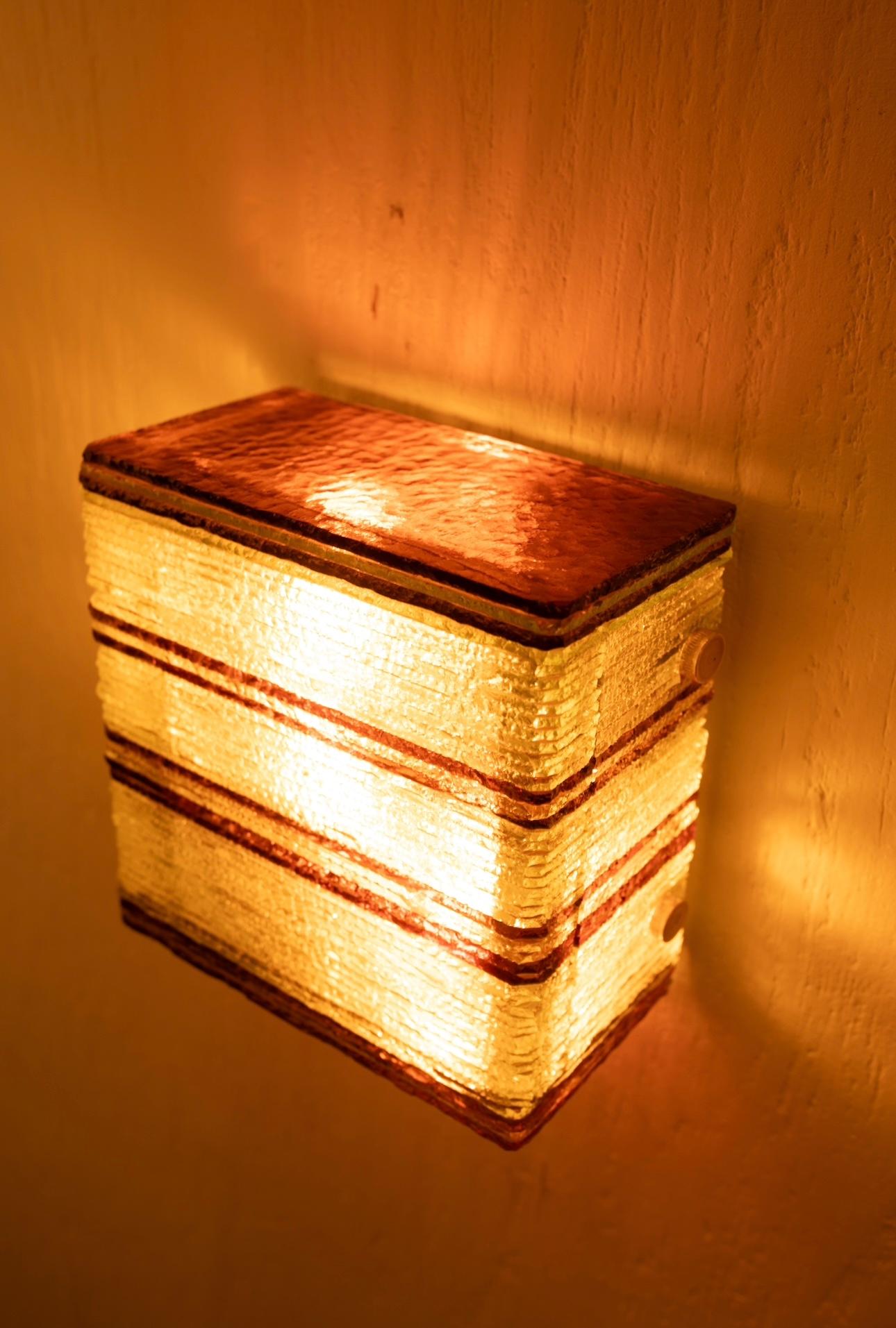 Vetro di Murano Murano Glass Wall Light by Albano Poli for Poliarte Squared Version in vendita