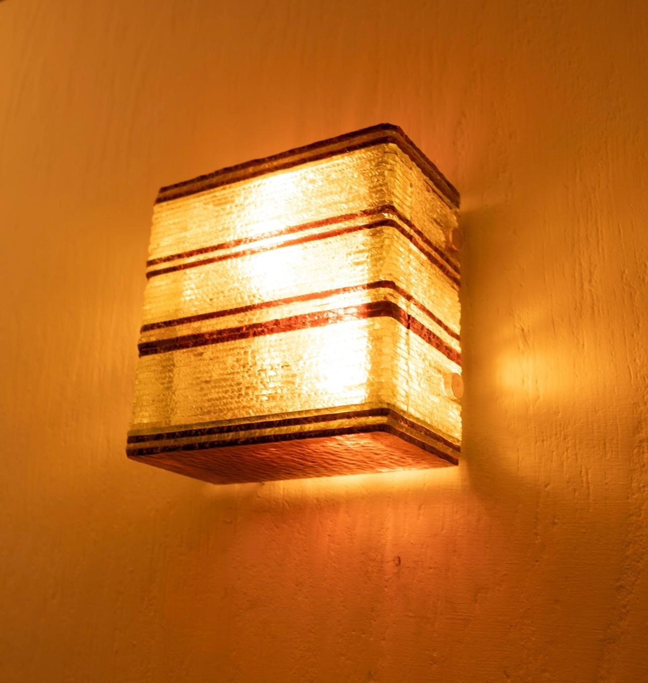 Murano Glass Wall Light by Albano Poli for Poliarte Squared Version in vendita 1