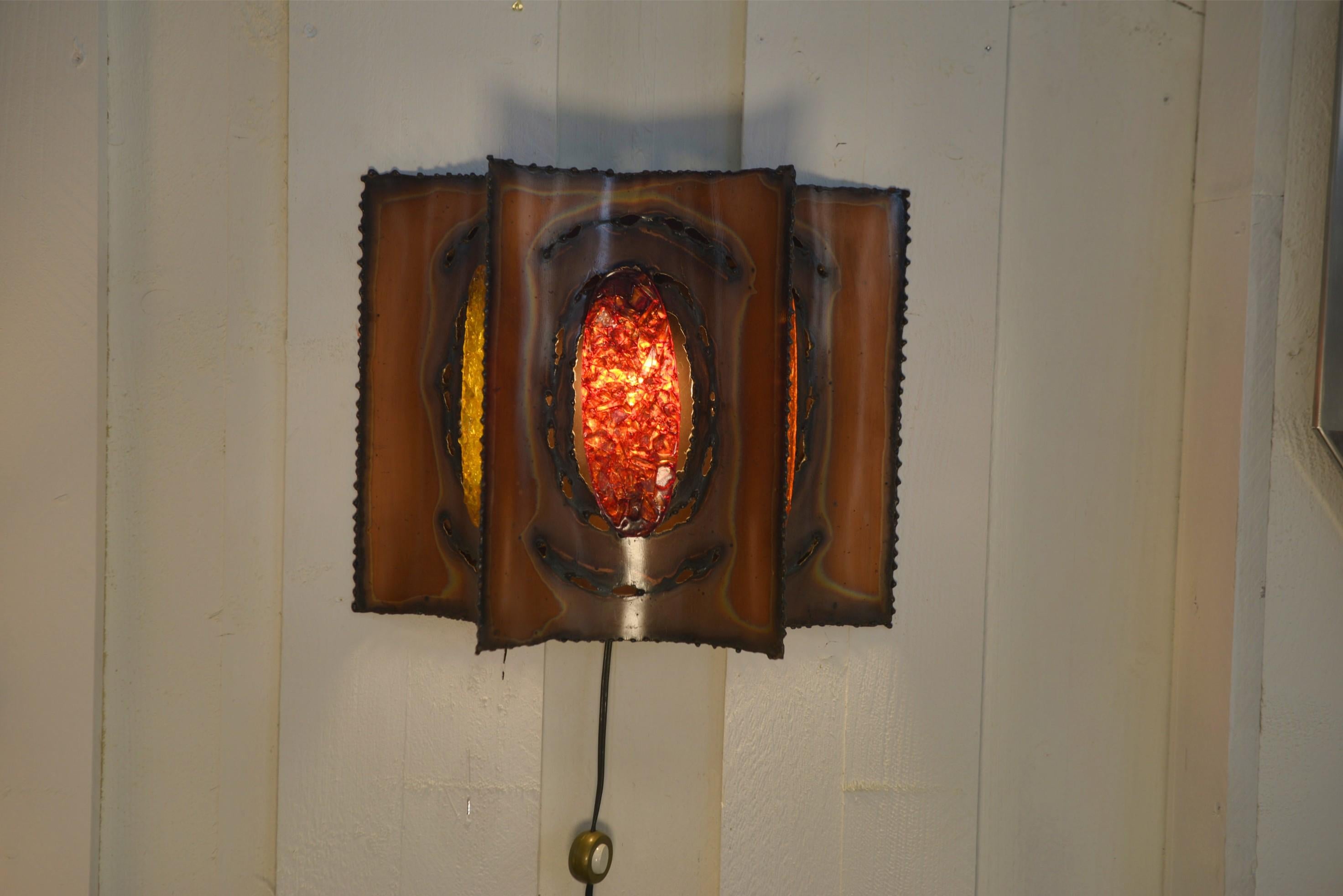 Aplique mural ACCOLAY en cuero y resina Años 50 en venta 3