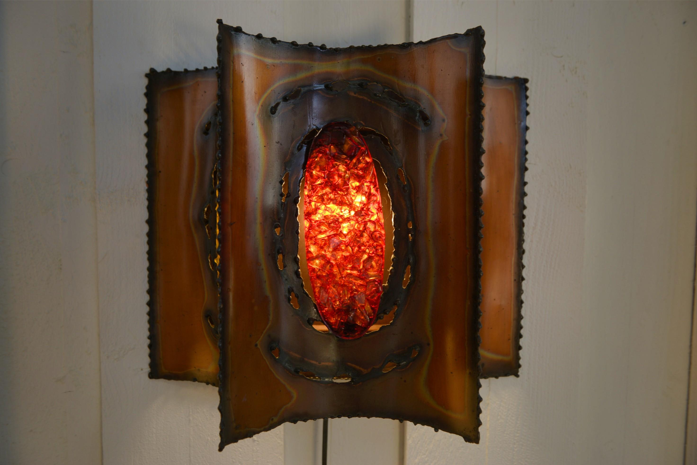 Aplique mural ACCOLAY en cuero y resina Años 50 en venta 1