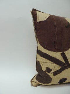 Applique Raffia Brown and Black Kuba Decorative Pillows Matisse Style