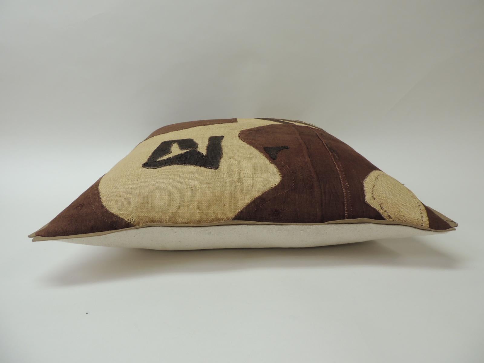 Congolese Applique Raffia Brown and Black Kuba Decorative Pillows Matisse Style