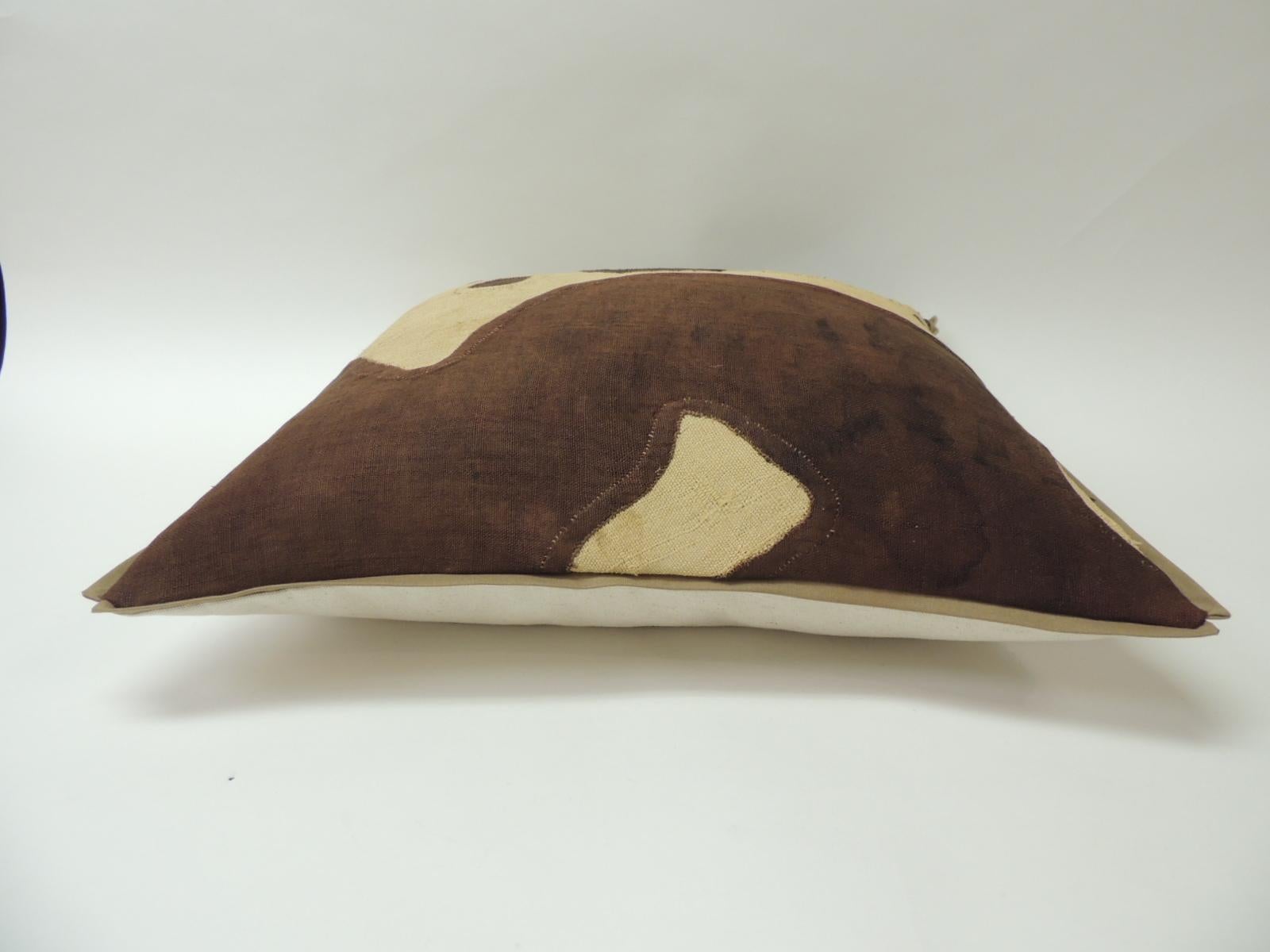 Congolese Applique Raffia Brown and Black Kuba Decorative Pillows Matisse Style