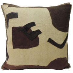 Applique Raffia Brown and Black Kuba Decorative Pillows Matisse Style