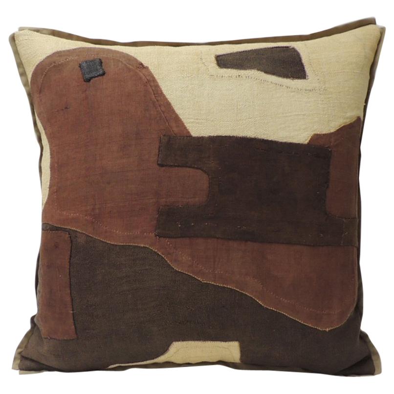 Applique Raffia Brown and Black Kuba Decorative Pillows Matisse Style