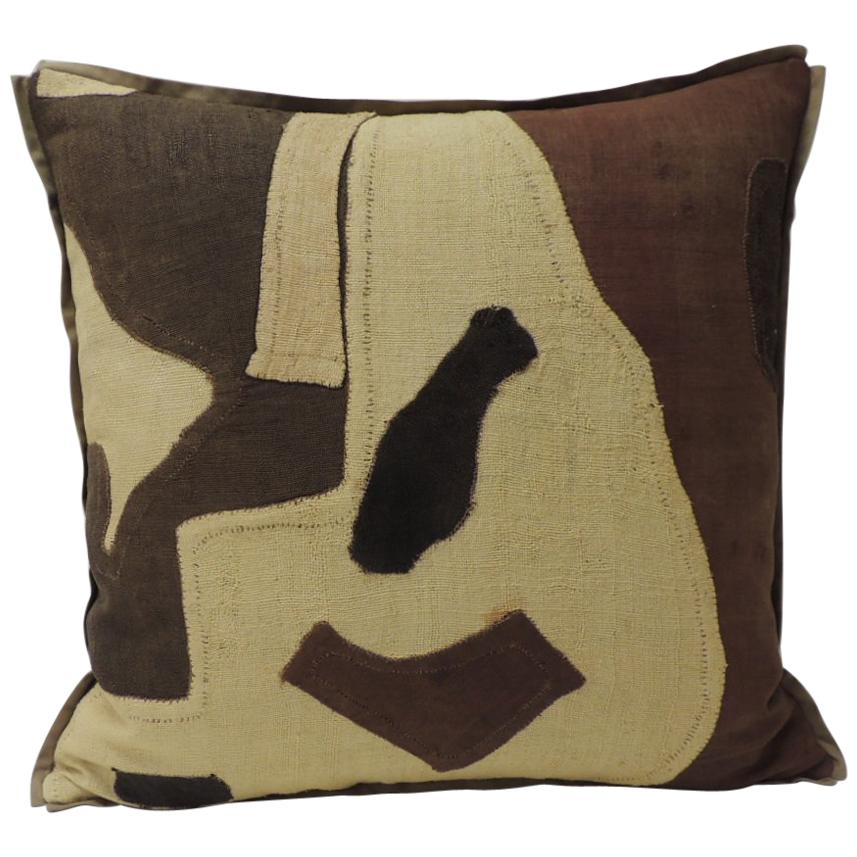 Applique Raffia Brown and Black Kuba Decorative Pillows Matisse Style