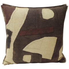 Applique Raffia Brown and Black Kuba Decorative Pillows Matisse Style