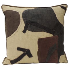 Applique Raffia Brown and Black Kuba Decorative Pillows Matisse Style