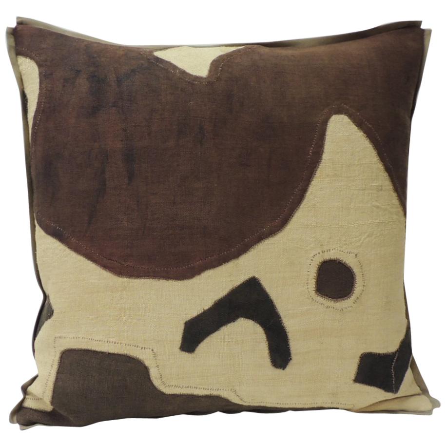 Applique Raffia Brown and Black Kuba Decorative Pillows Matisse Style