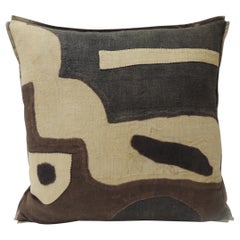 Applique Raffia Brown and Black Kuba Decorative Pillows Matisse Style