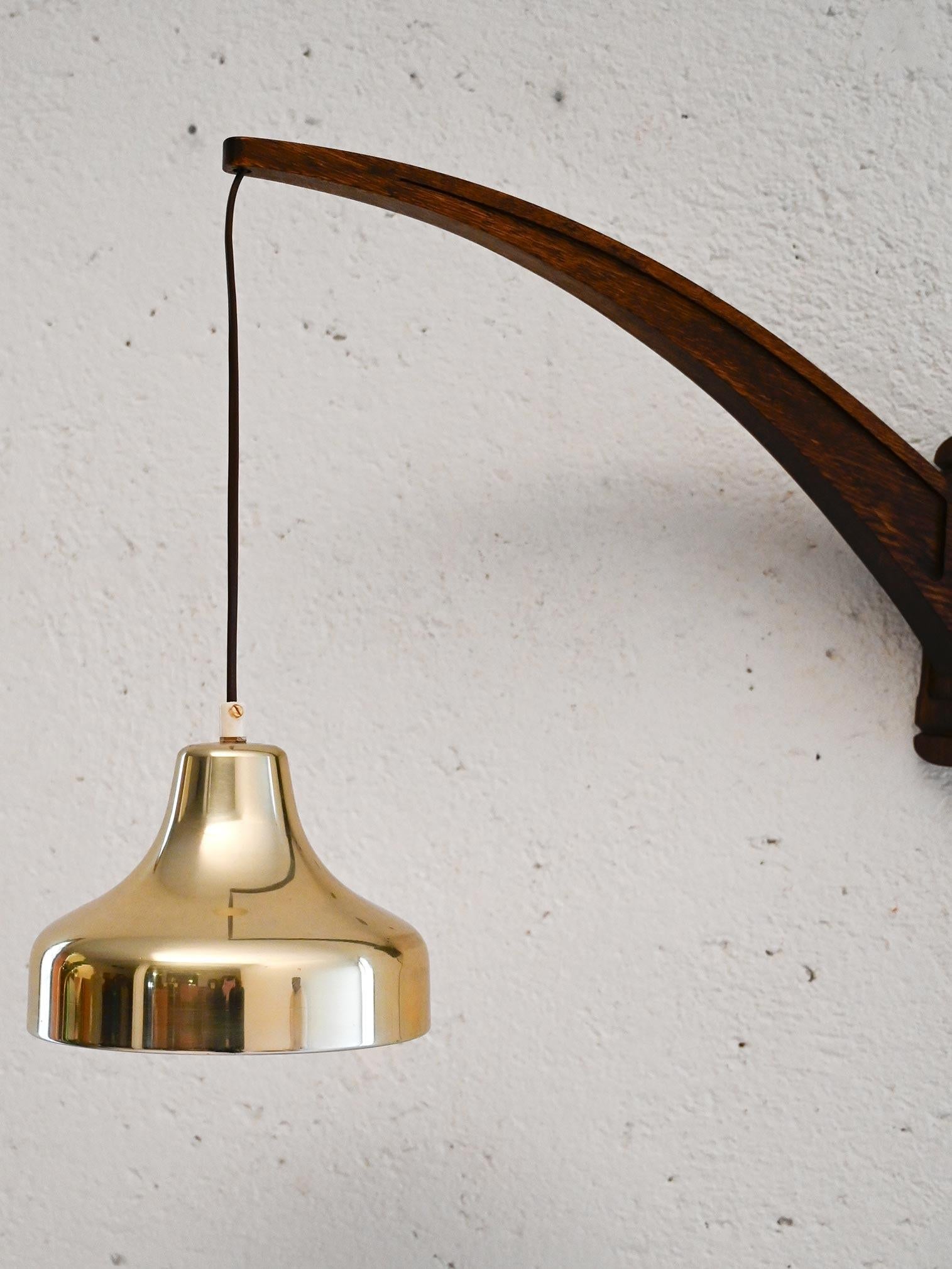 Aplique de pared escandinavo vintage con latón colgante abat-jour Escandinavo moderno en venta
