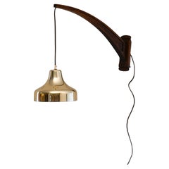 Applique scandinava vintage con abat-jour pendente in ottone