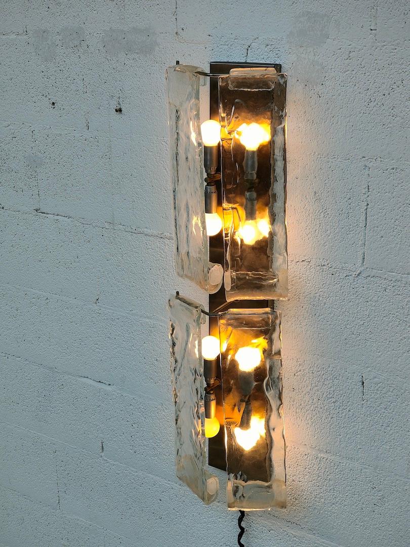 Metal Applique, Sconce 4 Glasses by Carlo Nason for Mazzega 70s For Sale