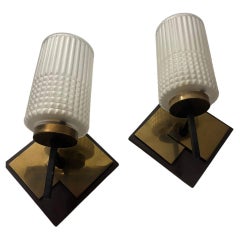 Stilnovo wall sconce  brass  1970 cast iron glass.