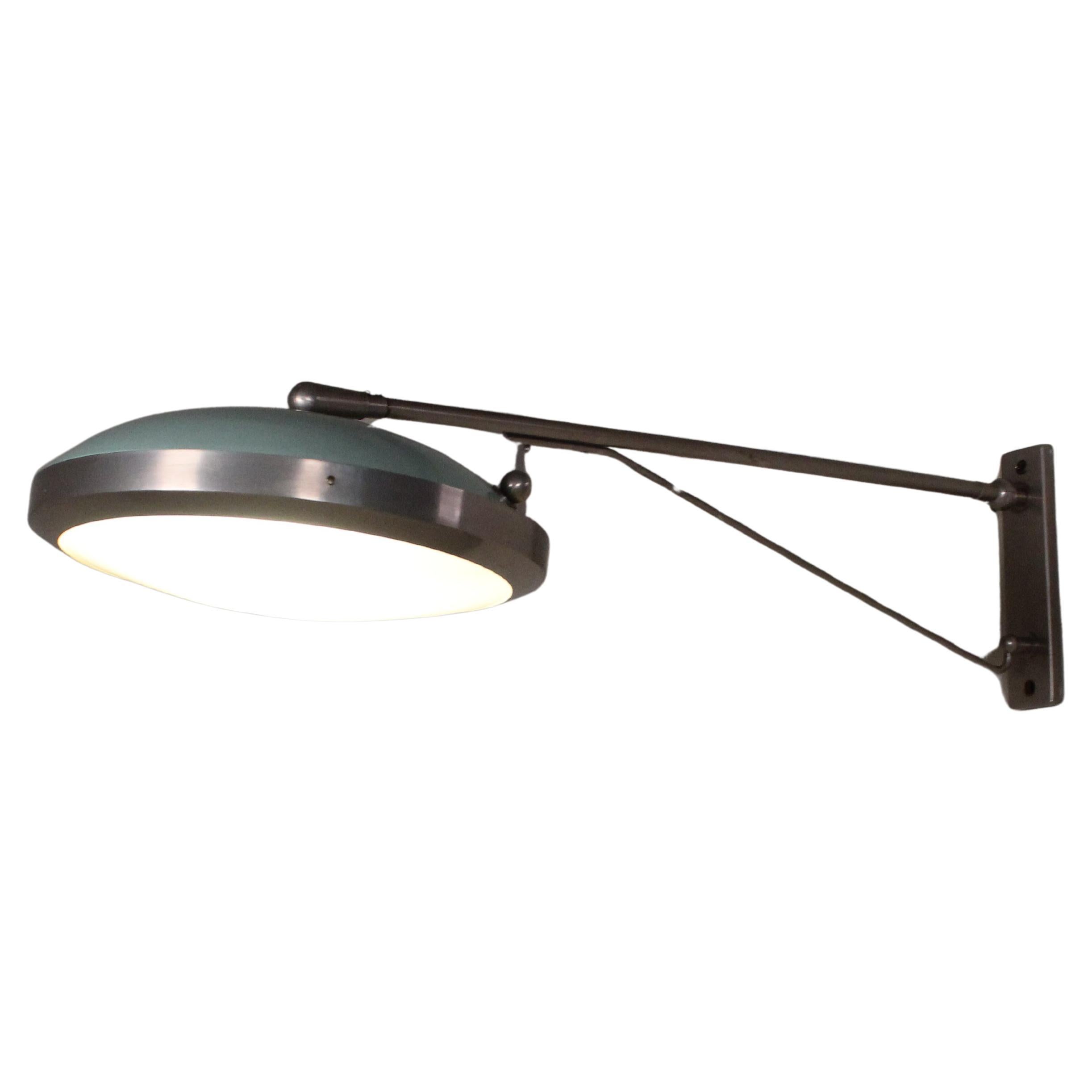 Glass and steel wall sconce, green, Stilnovo For Sale