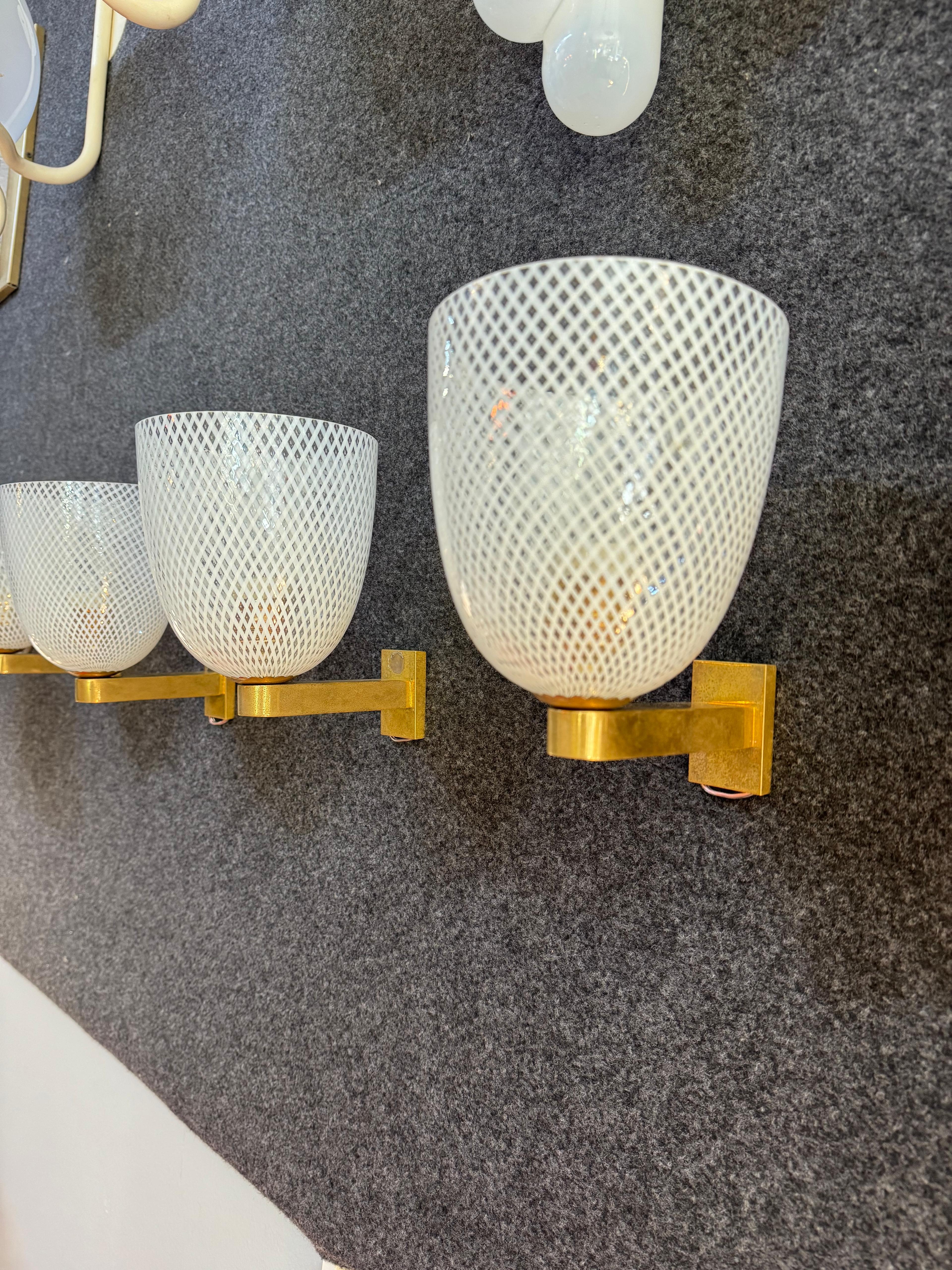 Mid-Century moderno Applique vintage in reticello di Barovier & Toso anni 50 in vendita