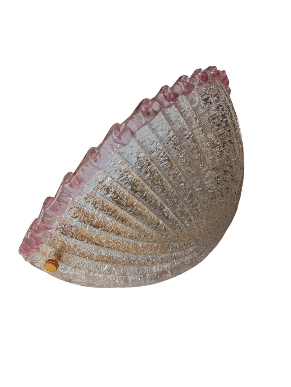 Vintage pink Murano glass wall sconce, 1980s For Sale 5