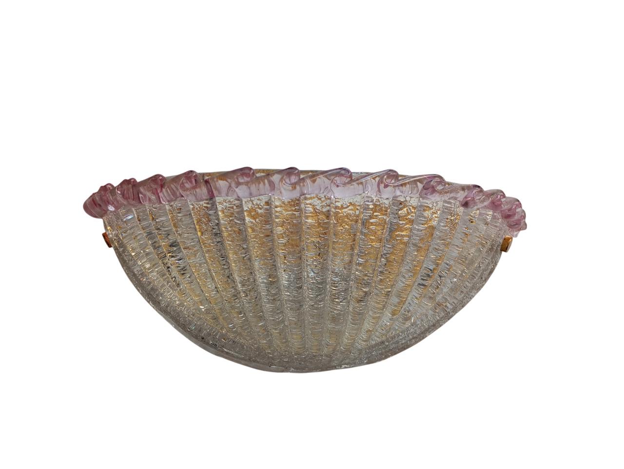 Vintage pink Murano glass wall sconce, 1980s For Sale 6