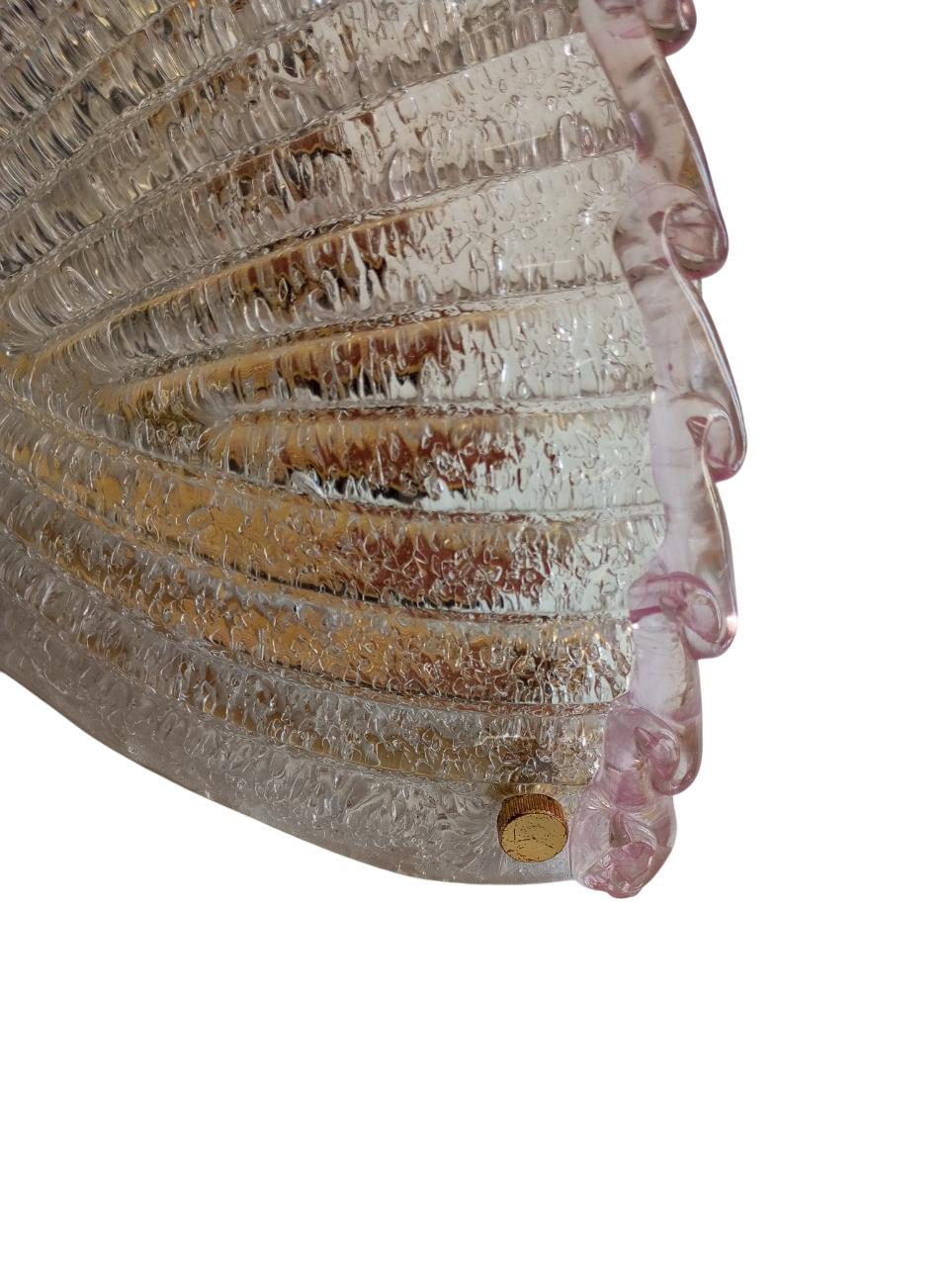 Italian Vintage pink Murano glass wall sconce, 1980s For Sale