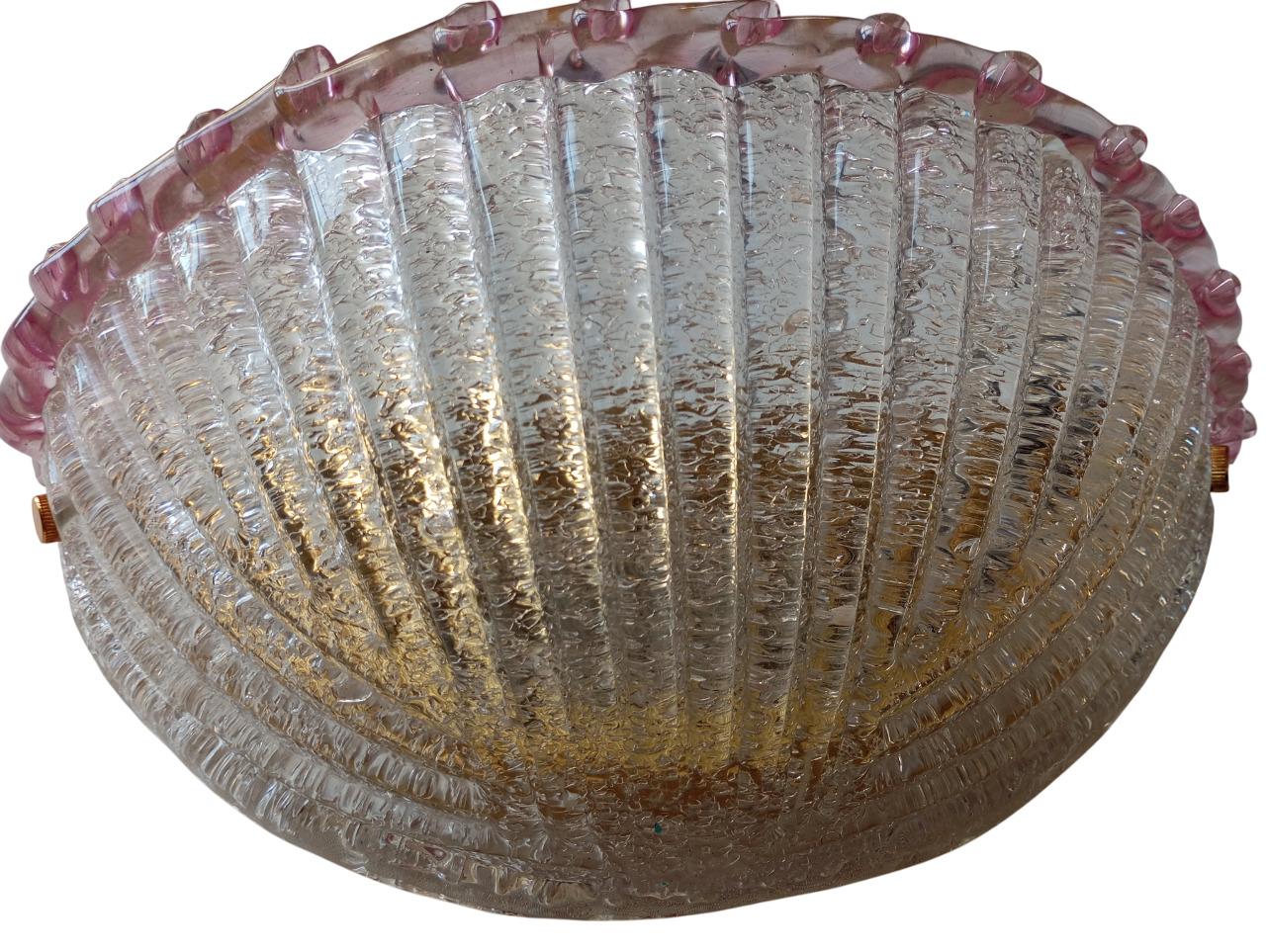 Vintage pink Murano glass wall sconce, 1980s In Good Condition For Sale In Firenze, FI