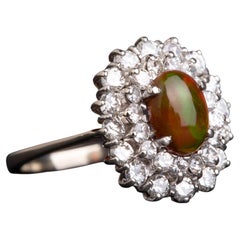 Vintage Ethiopian Fire Opal and 1.04 CT Diamond Halo Ring APPRAISAL REPORT