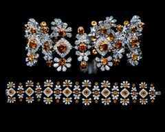 Valutato 25,738 carati Bracciale di diamanti arancioni con diamanti bianchi