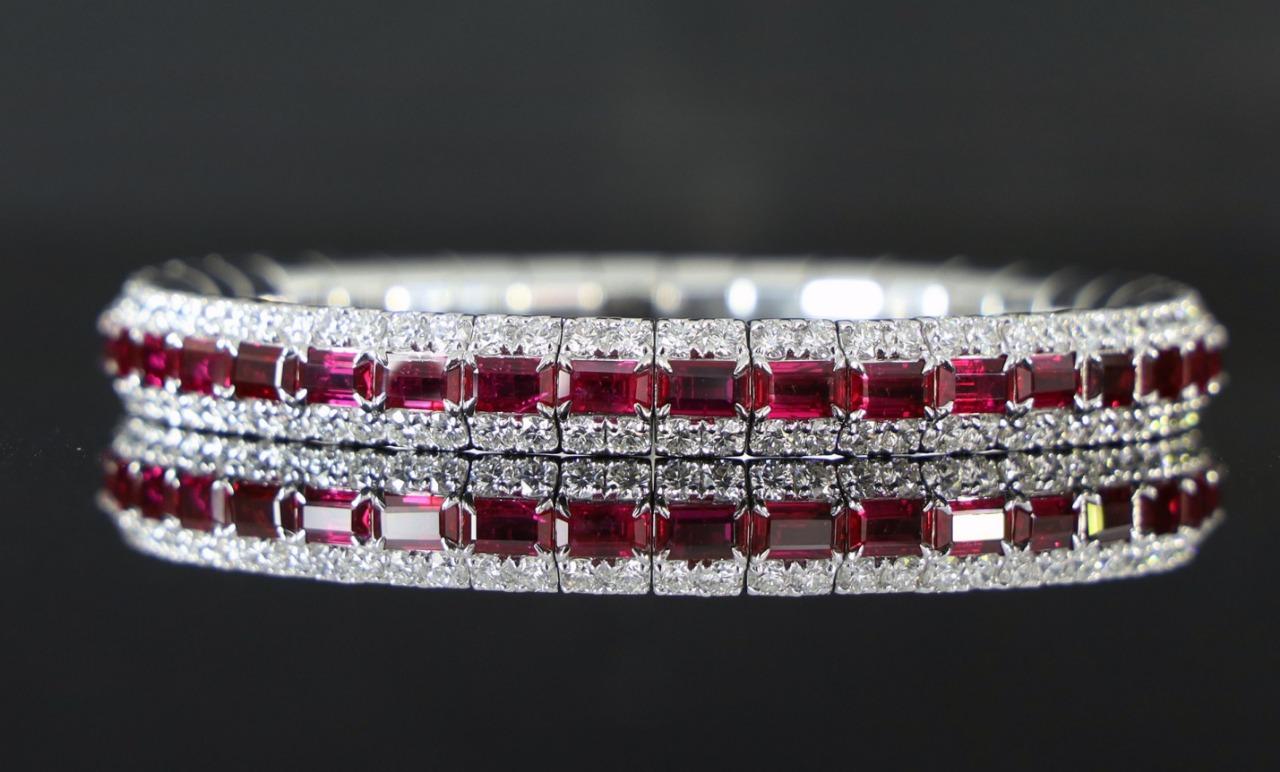 Valorada Pulsera de Diamantes Naranja con Diamantes Blancos de 25,738 quilates en venta 2