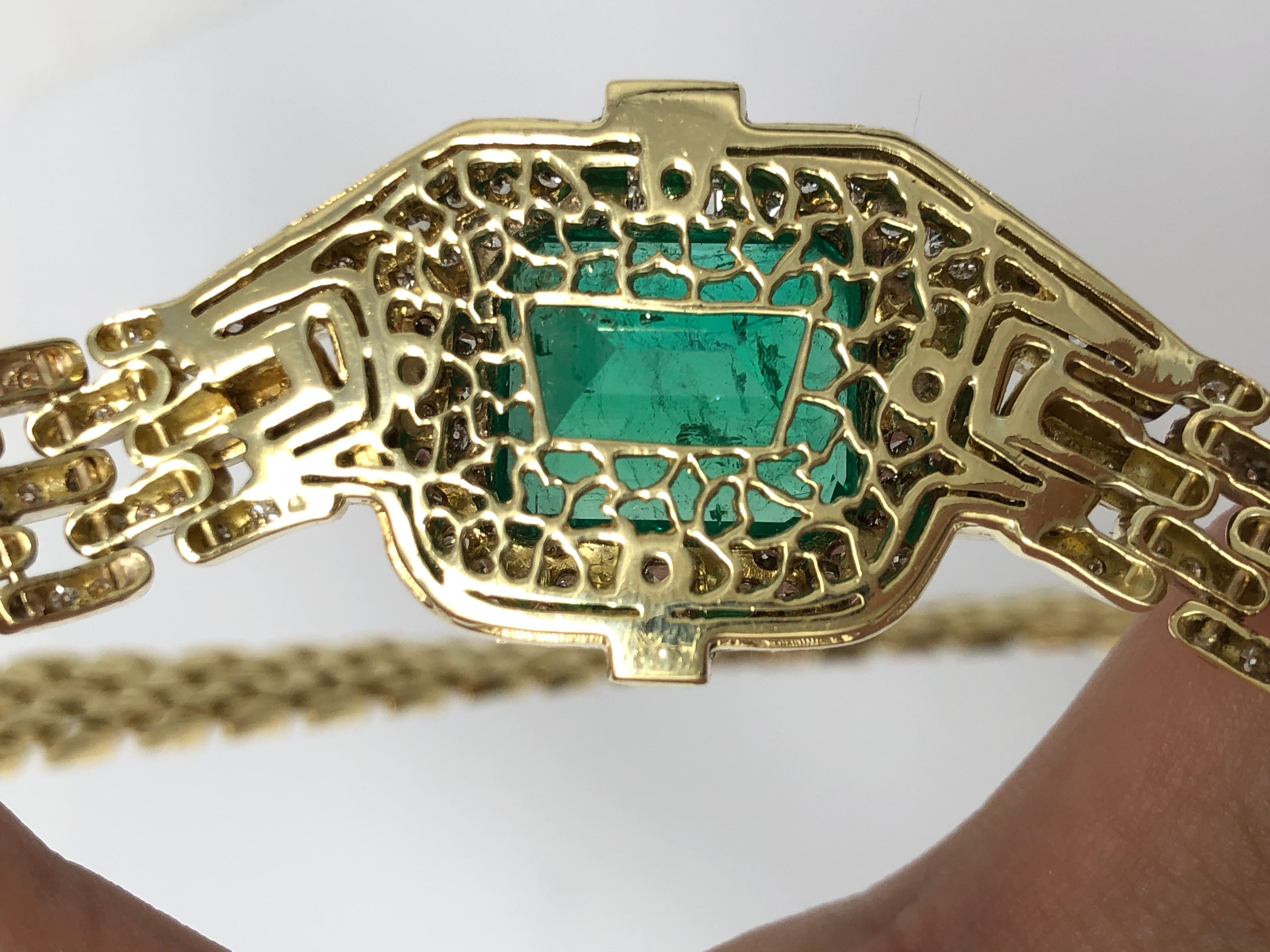 Appraised Columbian 15.80 Carat Emerald Diamond Necklace  5