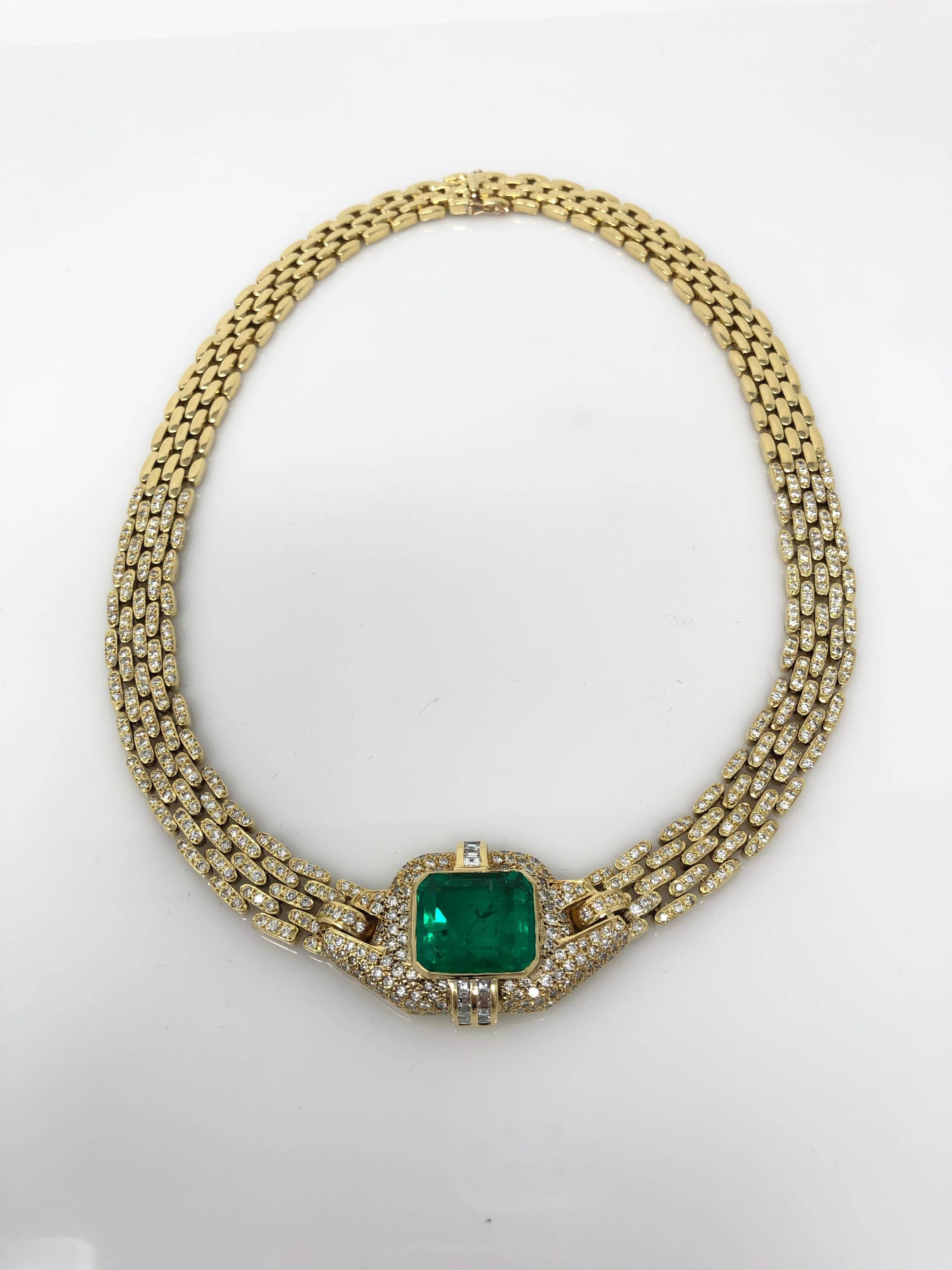 Appraised Columbian 15.80 Carat Emerald Diamond Necklace  2