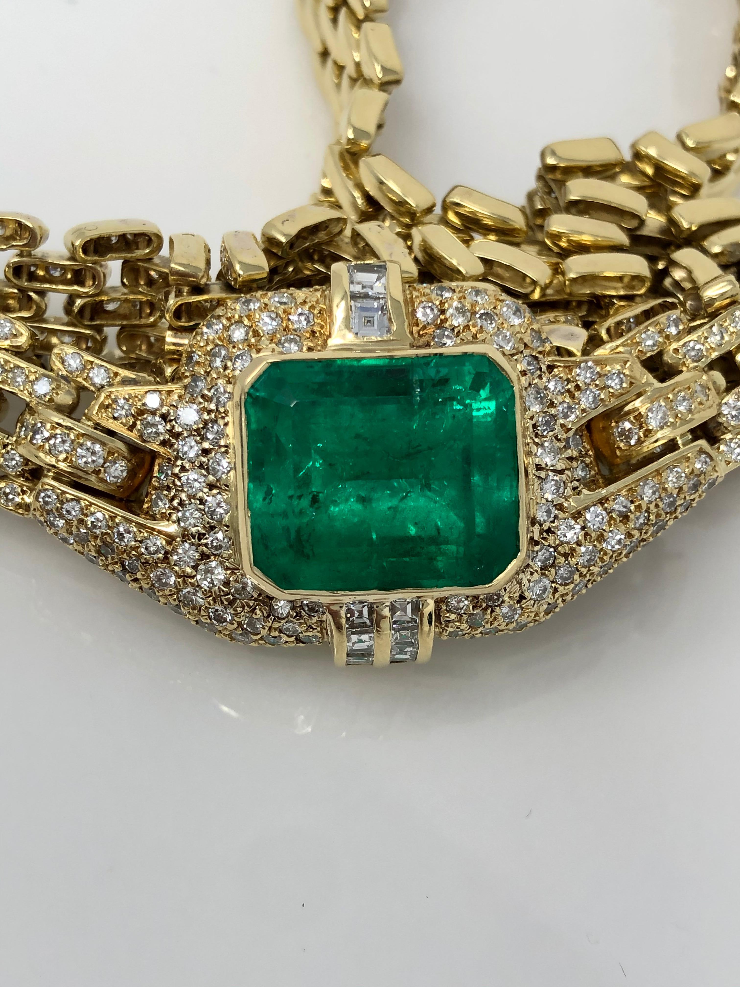 Appraised Columbian 15.80 Carat Emerald Diamond Necklace  3