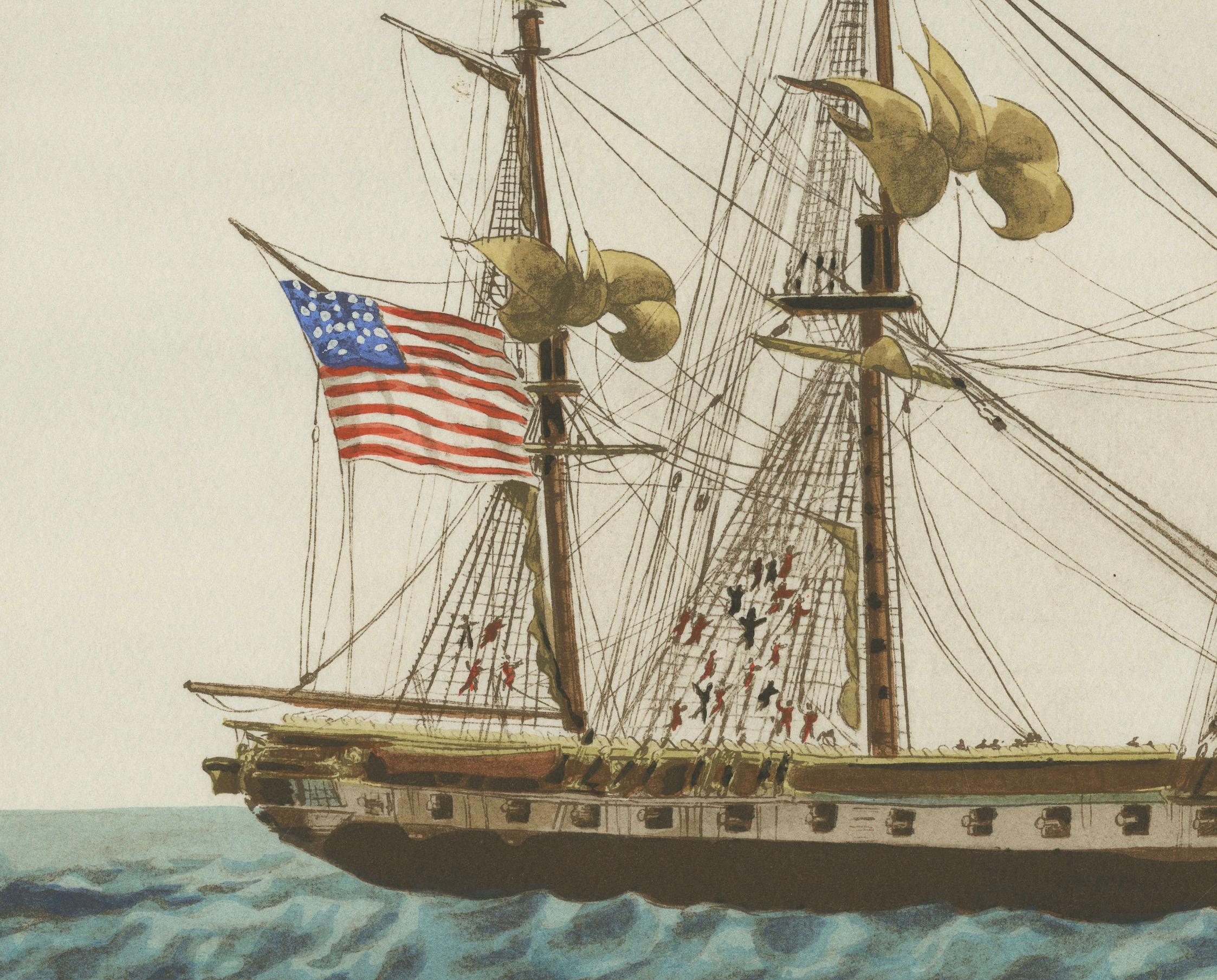 Early 20th Century Approaching Safe Harbor: The American Frigate's Return, circa 1920 For Sale