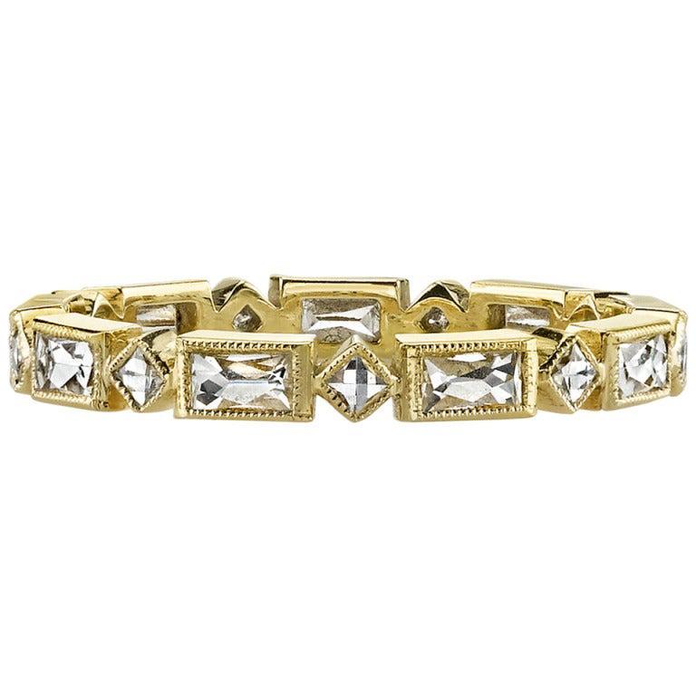 For Sale:  Handcrafted Madeline French Cut Diamond Eternity Band by Single Stone
