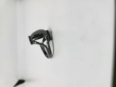 Approx 15cts Black Diamond Pear Shape Handmade White Gold Ring