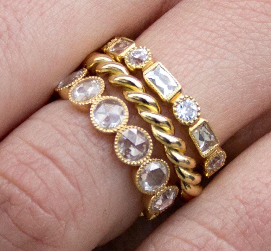 For Sale:  Handcrafted Melissa Mixed Cut Diamond Eternity Band by Single Stone 3