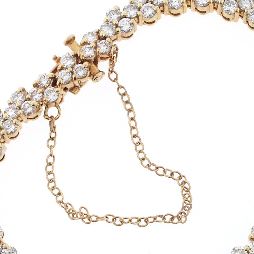 Taille ronde Bracelet tennis en or jaune 6 carats et diamants en vente