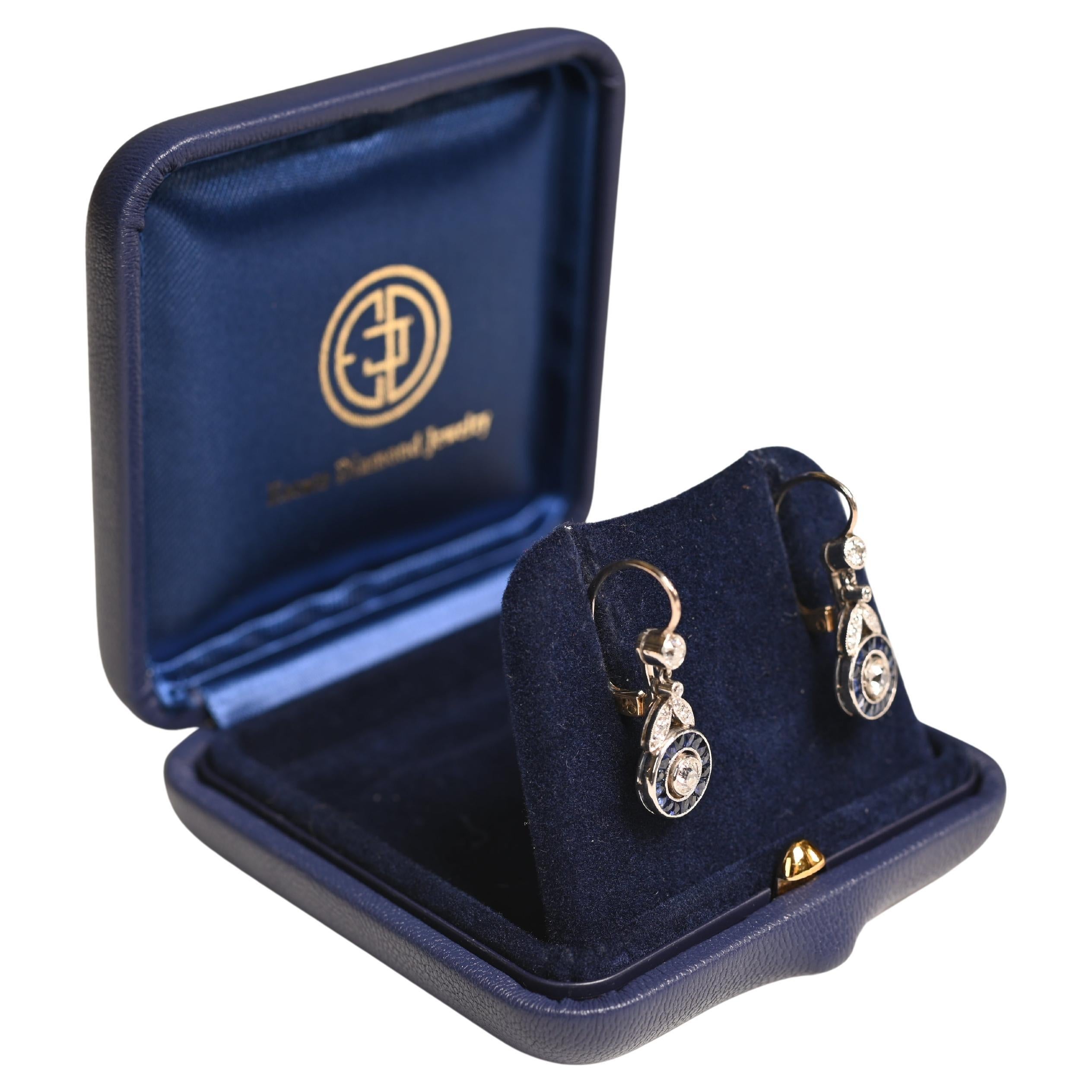 Approximately 0.15ct Old European Cut Diamonds and Sapphire Cluster Earrings