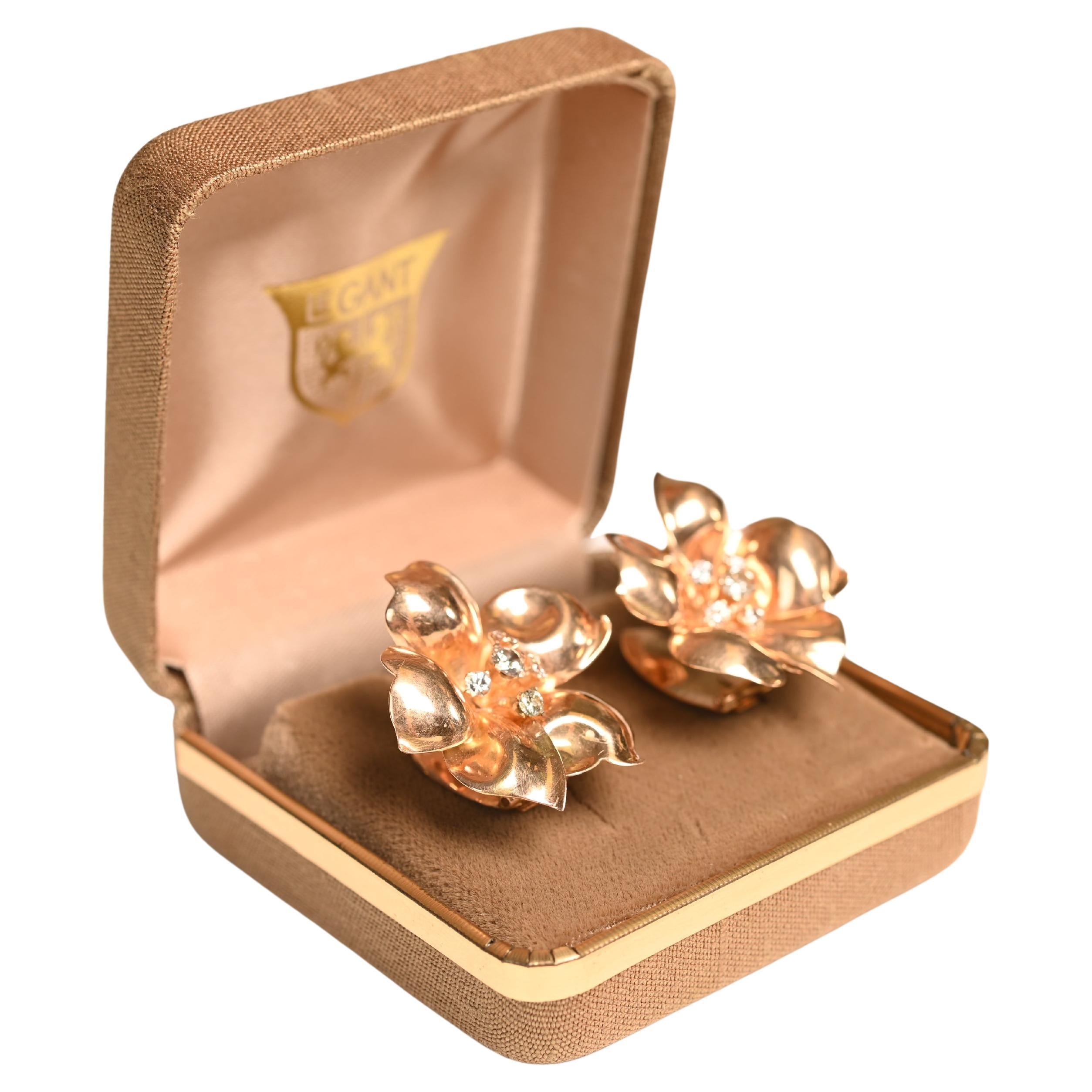 Approximately 0.60ct Transitional Cut Diamonds Floral-Style Clip-on Earrings