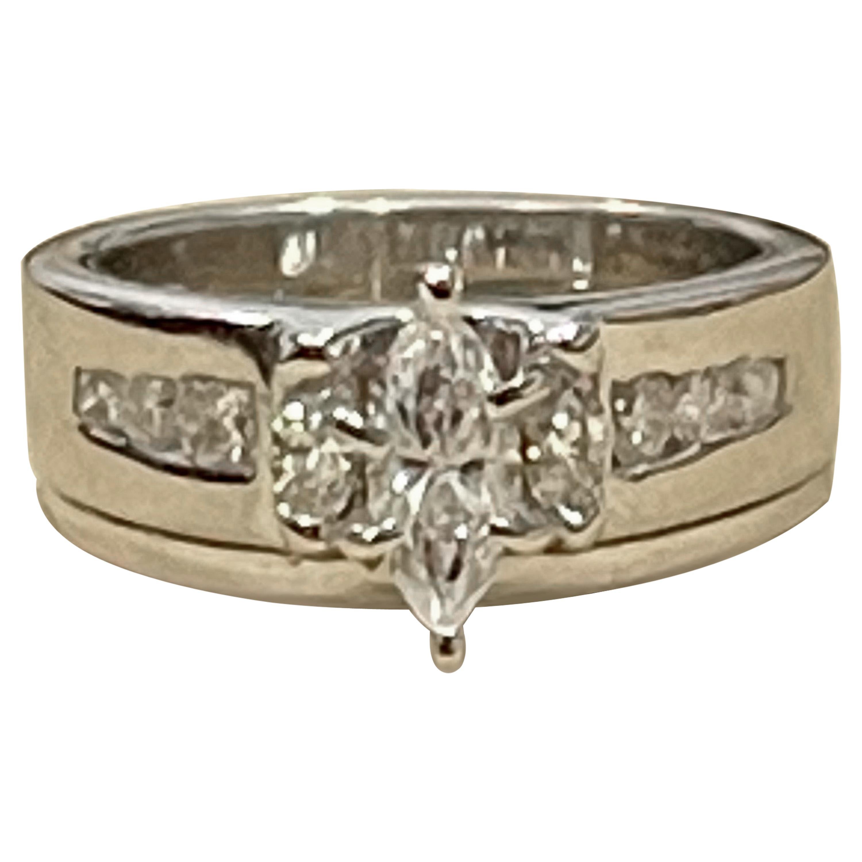Approximately 0.75 Carat Diamond Engagement  Ring/Band 14 Karat White Gold